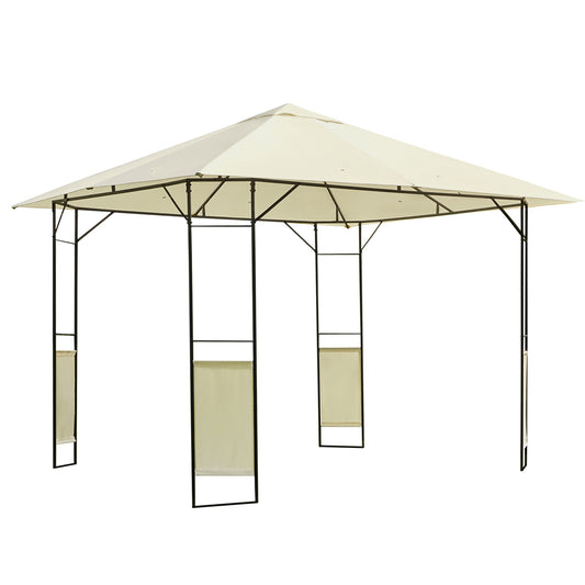 Cenador De Jardín Outsunny Acero, Poliéster Crema 297x297x260 Cm_0