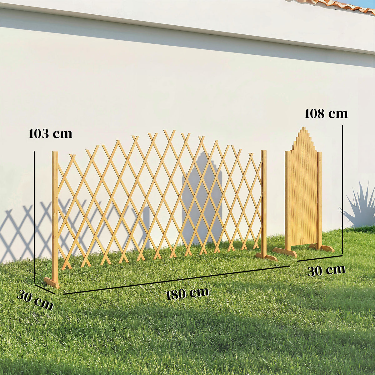 Vallas De Jardín Outsunny Madera De Abeto Madera Natural 180x30x103 Cm_2