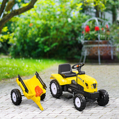 Tractor Infantil Homcom Pp, Pvc, Metal Amarillo 133x42x51 Cm_1