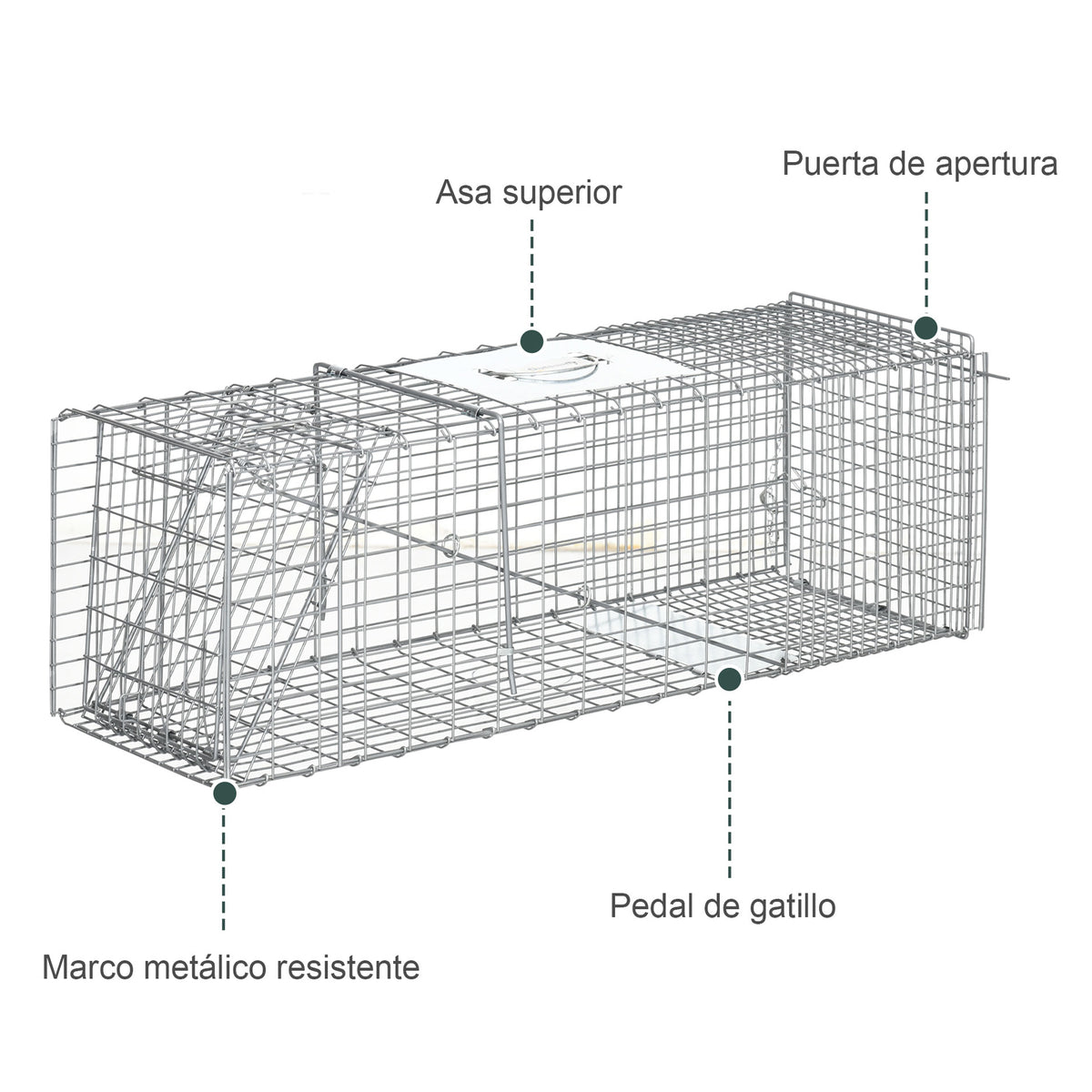 Trampa Para Animales Outsunny Acero Plata 93x31x34,5 Cm_5