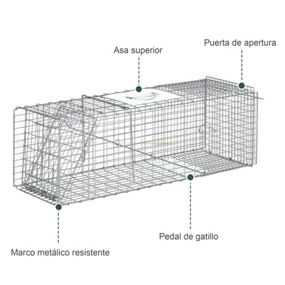 Trampa Para Animales Outsunny Acero Plata 93x31x34,5 Cm_5