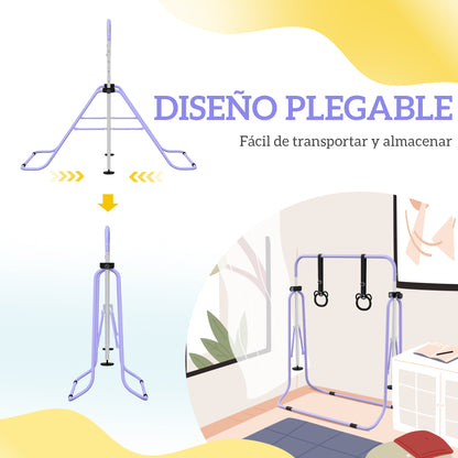 Barra De Gimnasia Homcom Acero Púrpura 148x105x128 Cm_5