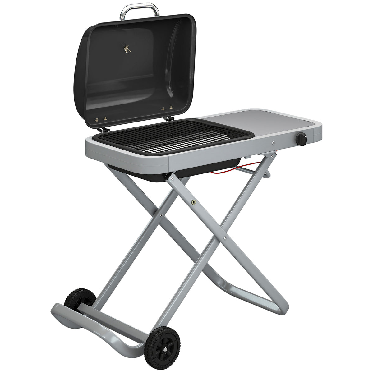 Barbacoa De Gas Outsunny Metal, Acero Inoxidable Negro 109x55x89 Cm_0