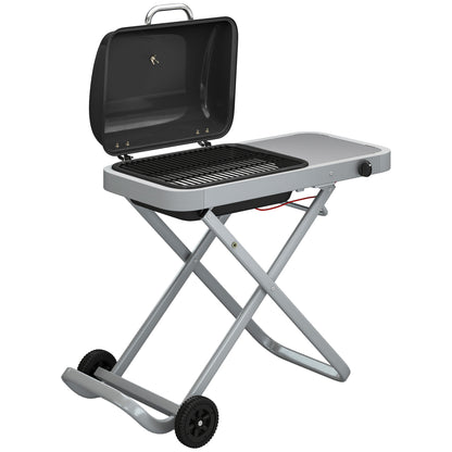Barbacoa De Gas Outsunny Metal, Acero Inoxidable Negro 109x55x89 Cm_0