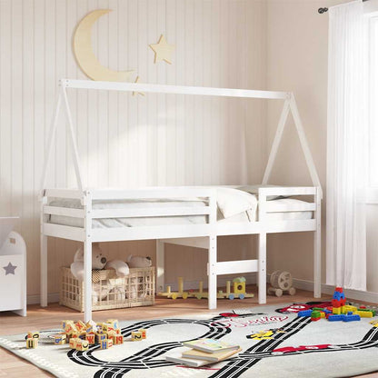 Techo De Cama Infantil Madera Maciza Blanco 199x80,5x88 Cm_1