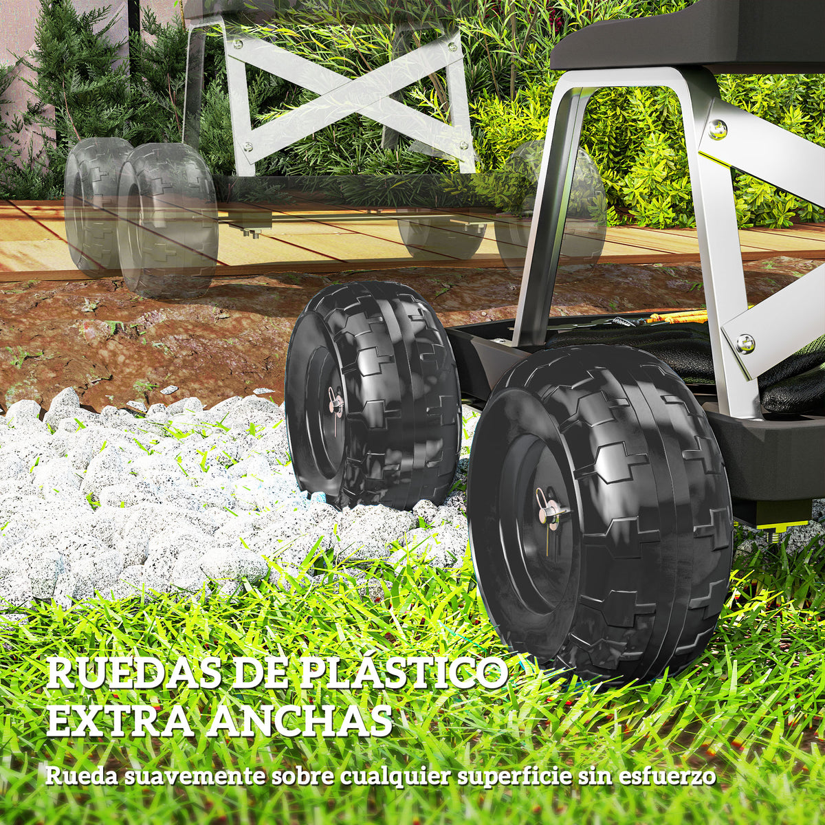 Carrit De Jardín Outsunny Pp, Metal Negro 50x49x32 Cm_5