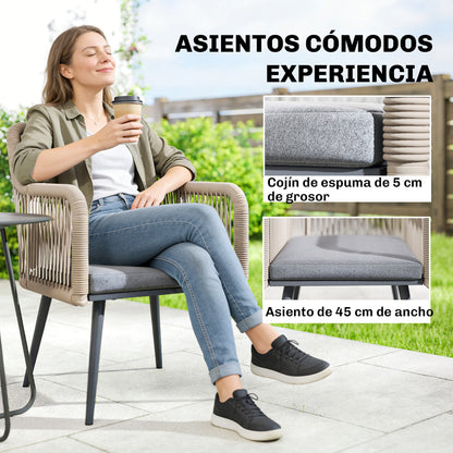 Sillas De Jardín Outsunny Acero, Ratán Pe Gris Claro 65x54x80 Cm_5