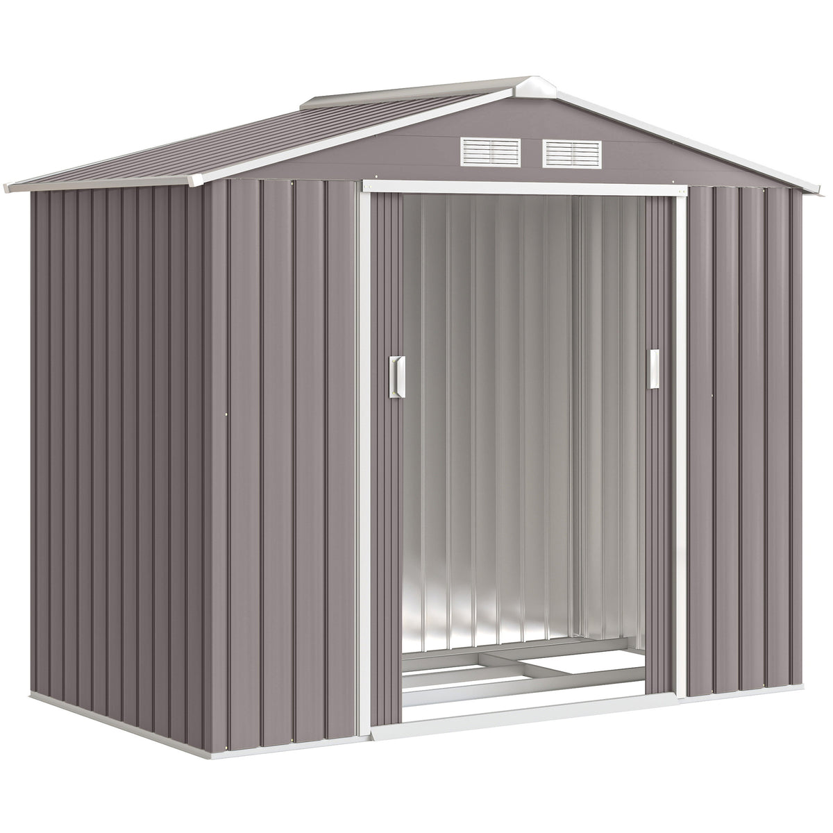 Caseta De Jardín Con 2 Puertas Correderas Outsunny Gris 213x130x185 Cm_0
