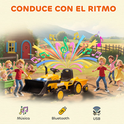 Tractor Eléctrico Infantil Aiyaplay Pp, Acero Amarillo 158x58x58.5 Cm 370-452v90yl_4