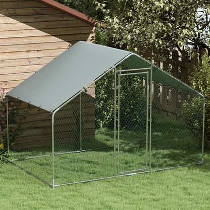 Gallinero Para Exterior Pawhut Acero Plata 300x170x190 Cm_1