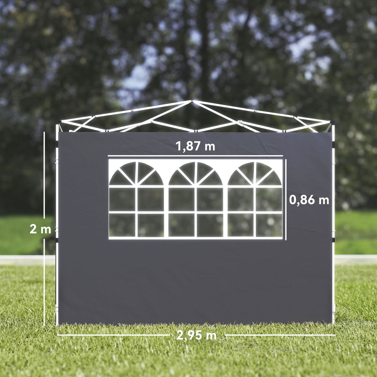 Paredes Laterales Carpa Outsunny Tela Oxford Gris Oscuro 295x200 Cm_2