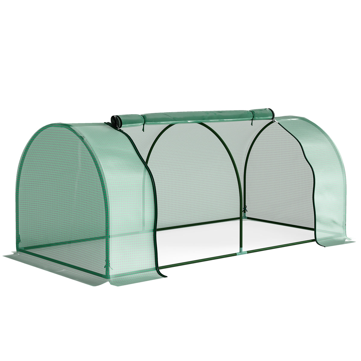 Mini Invernadero De Plástico Acero 200x100x80 Cm-outsunny. Verde_0
