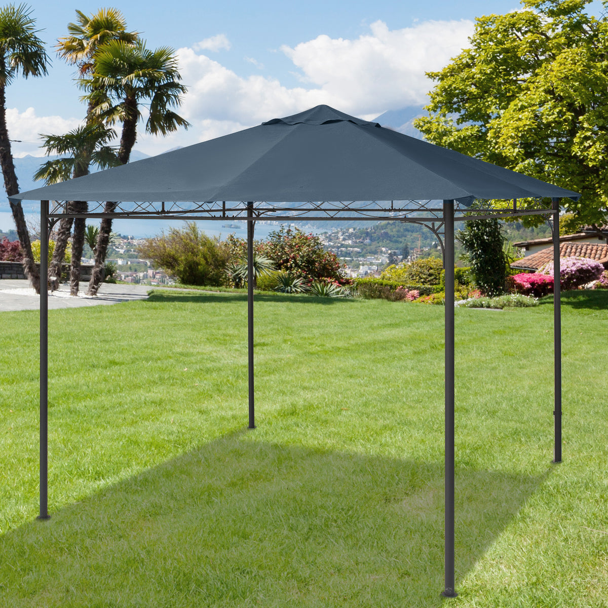 Techo De Repuesto Para Cenador De Jardín Outsunny 2,98x2,95 M Gris_1