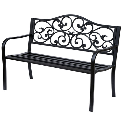 Banco De Jardín Outsunny Acero Negro 127x60x89 Cm_0