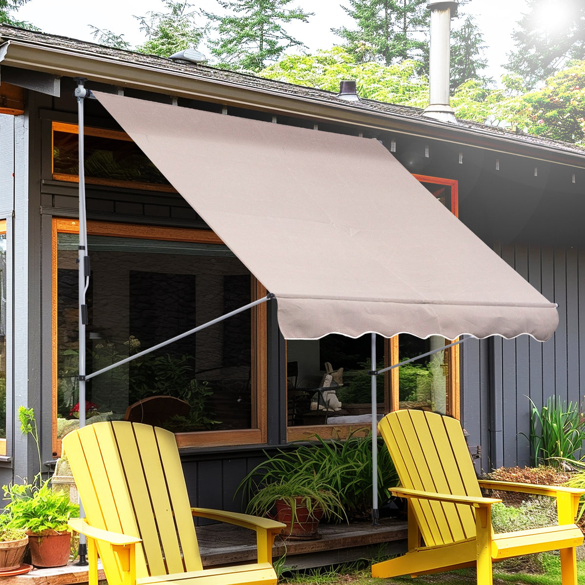 Toldo Manual Retráctil Outsunny Beige 200x150x280 Cm_1