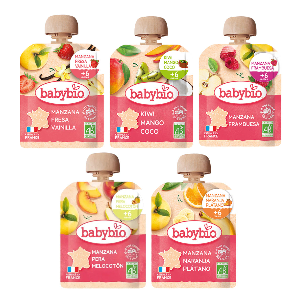 Pack Mix de Pouches frutas Bio (a partir de 6 meses) babybio