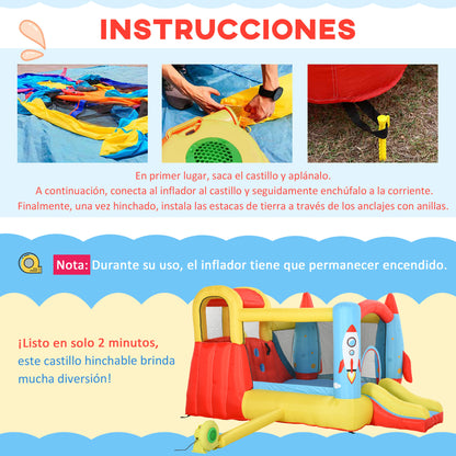 Castillo Inflable Outsunny Tejido Oxford Y Poliéster Multicolor 330x265x185 Cm_5
