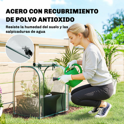 Invernadero Pequeño Outsunny Acero, Plástico Verde Oscuro 68x50x70 Cm_5