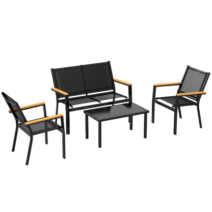 Muebles De Jardín Outsunny Metal, Textilene Negro 110x63.5x84 Cm_0