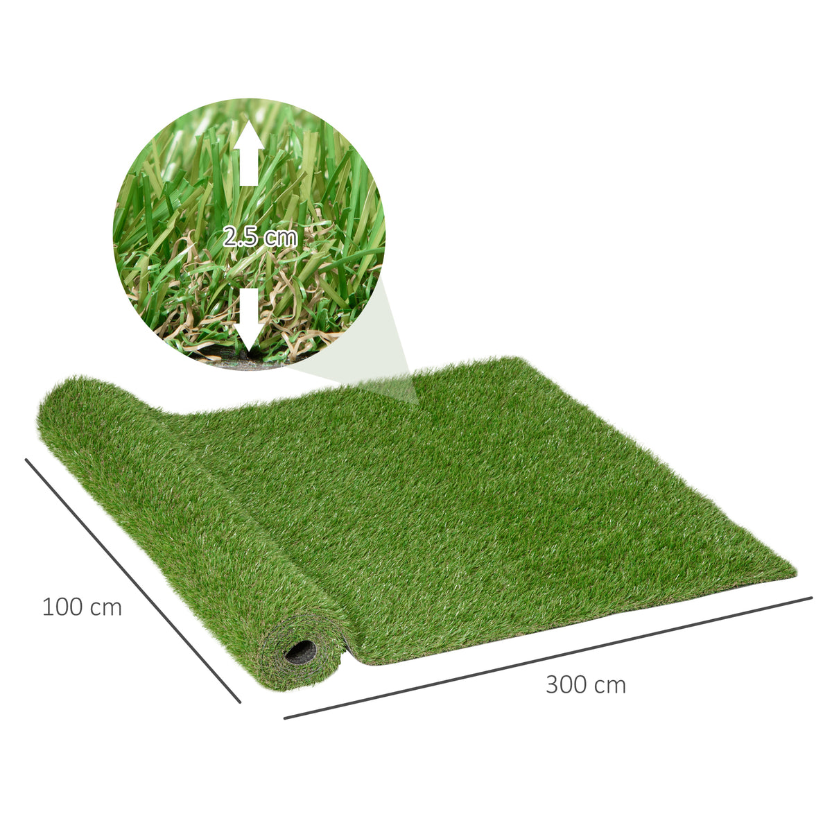 Césped Artificial Outsunny Verde De Alta Calidad 300x100x2,5cm_2