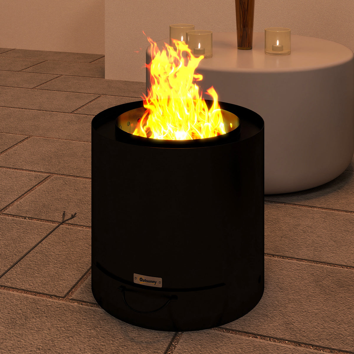 Brasero Exterior Outsunny Acero Negro 45x45x42 Cm_1