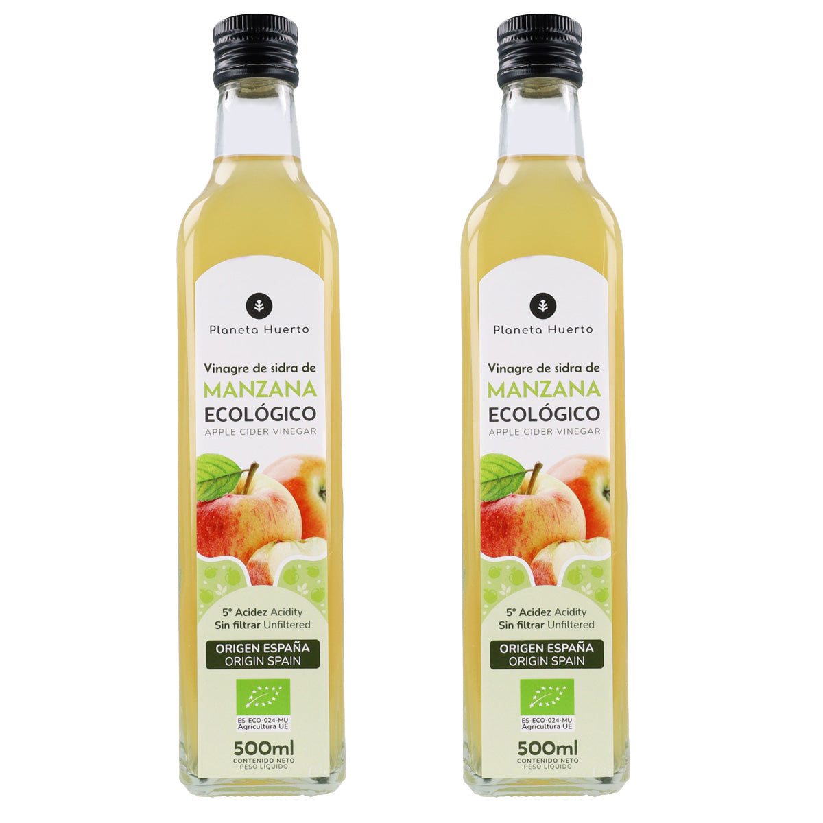 Pack 2x Vinagre de sidra de manzana sin filtrar ECO Planeta Huerto 500 ml