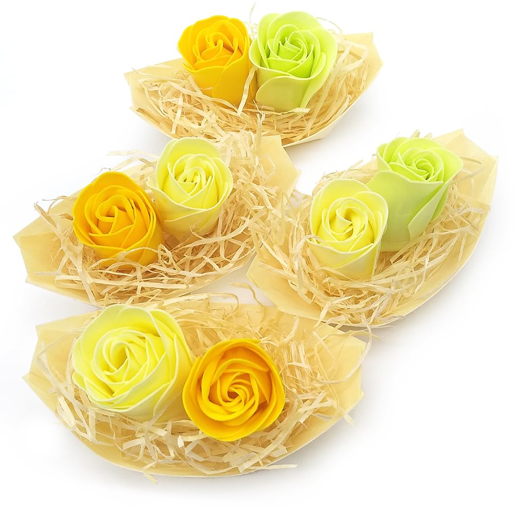 5 Barcas Con Flores Para Regalo Invitados (amarillo) - Rosas De Jabón Para Baño Aromático. Detalle Original Para Eventos_0