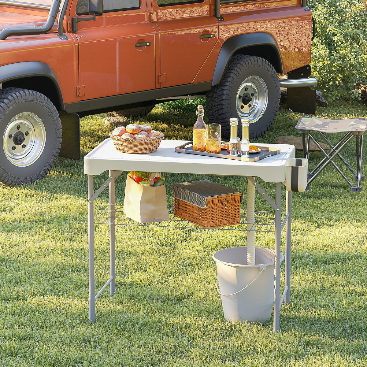 Mesa Plegable Camping Outsunny Hdpe, Metal Blanco 108x58x92 Cm_3