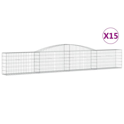 Cestas De Gaviones 15 Uds Forma De Arco Hierro 400x30x60/80 Cm_0