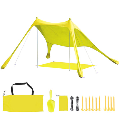 Toldo De Playa Outsunny Aluminio, Poliéster Verde 208x200x200 Cm_0