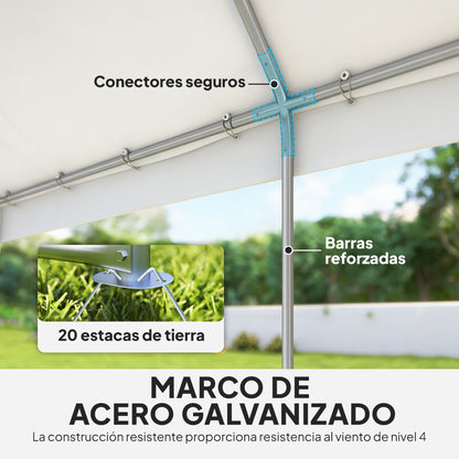 Carpa Para Fiesta Outsunny Acero Galvanizado, Tela De Pe Blanco 598x394x302 Cm_5
