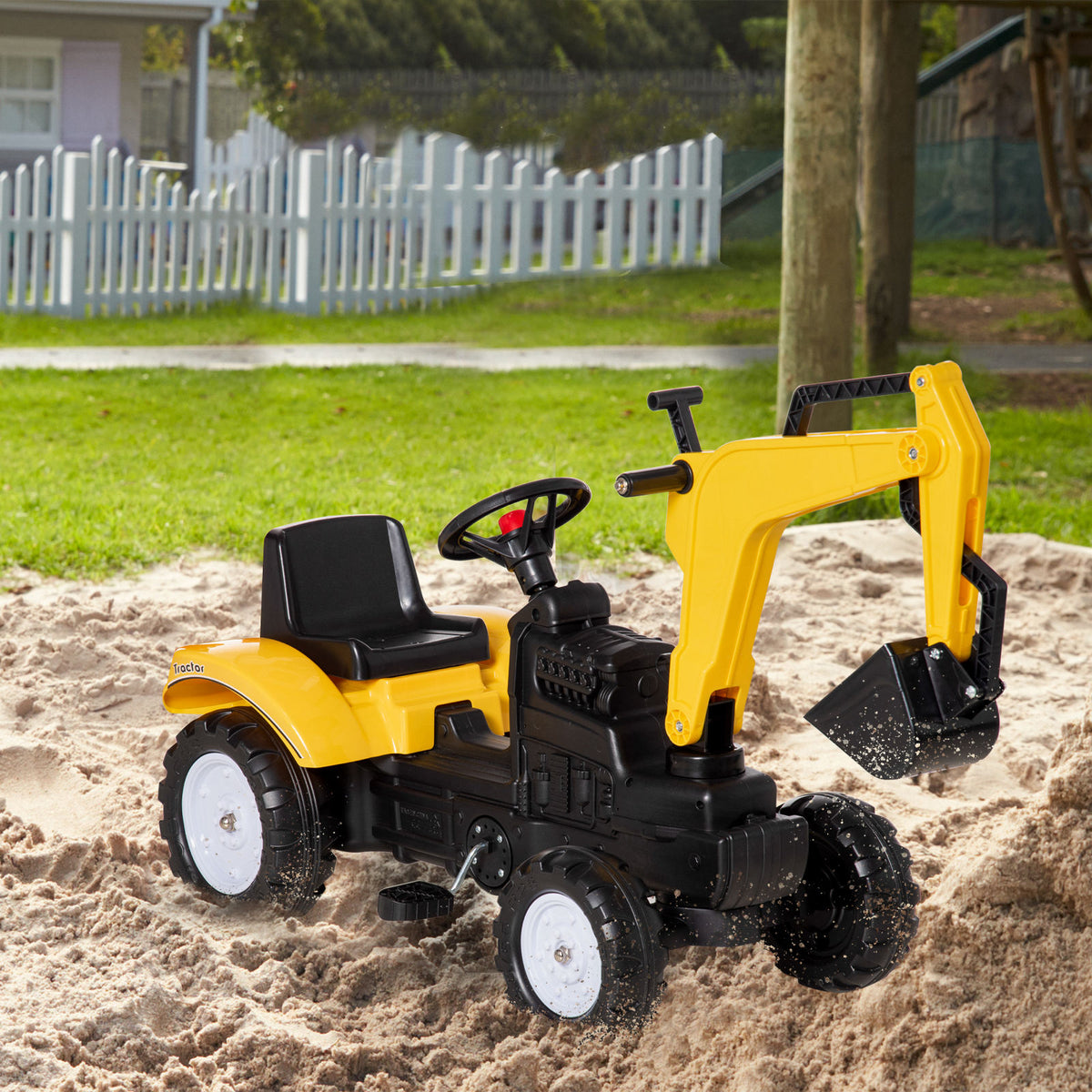 Tractor A Pedales Homcom Metal, Pp Amarillo 107x42x71 Cm_1