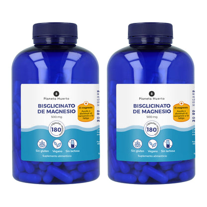 Pack 2xBisglicinato de Magnesio 500 mg Planeta Huerto 180 cápsulas