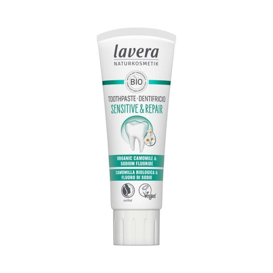 Dentífrico dientes sensibles & reparación - Manzanilla BIO & fluoruro de sodio, Lavera 75 ml