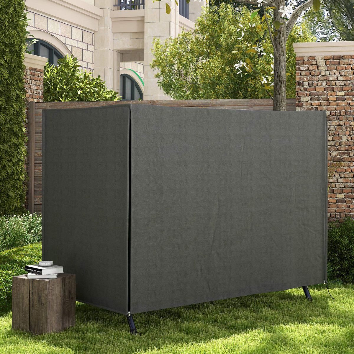 Funda Para Columpio Outsunny Tela Oxford Gris Oscuro 205x124x164 Cm_1
