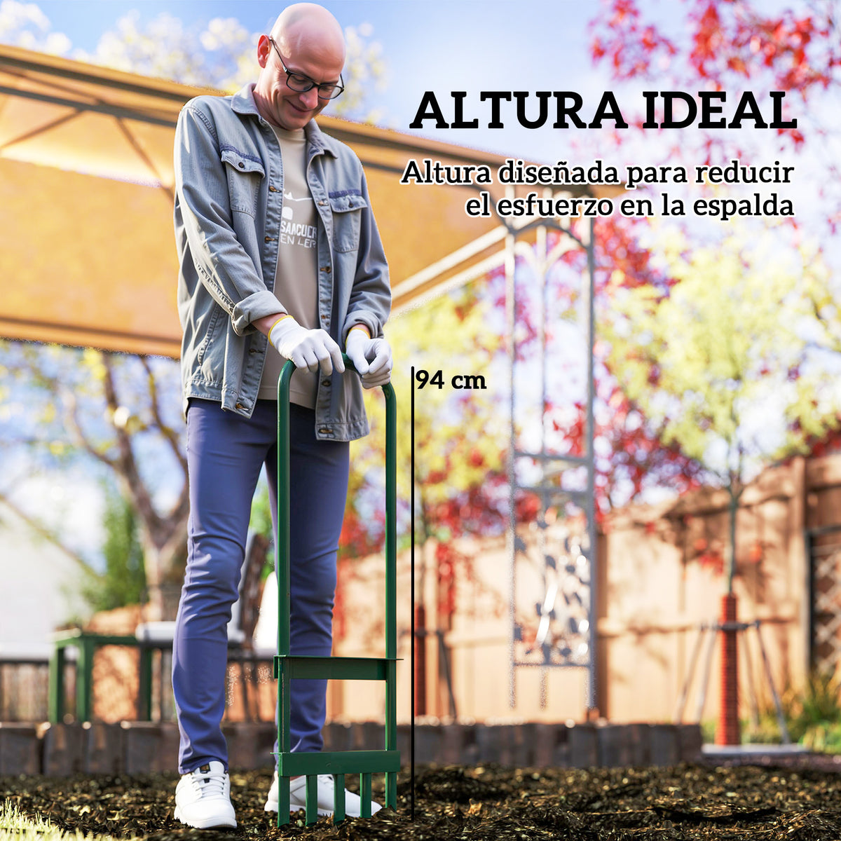 Aireador Púas Huecas Outsunny Acero Verde Oscuro 30x4x94 Cm 84h-366v00dg_5