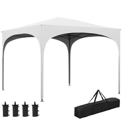 Carpa Plegable Outsunny Tela Oxford, Acero Blanco 295x295x255 Cm_0