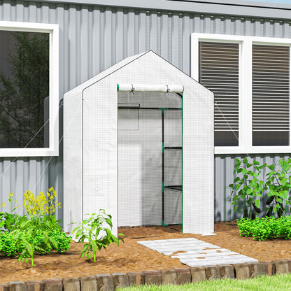 Invernadero Para Jardín Outsunny Acero, Pe Blanco 140x73x190 Cm 845-933v00wt_1
