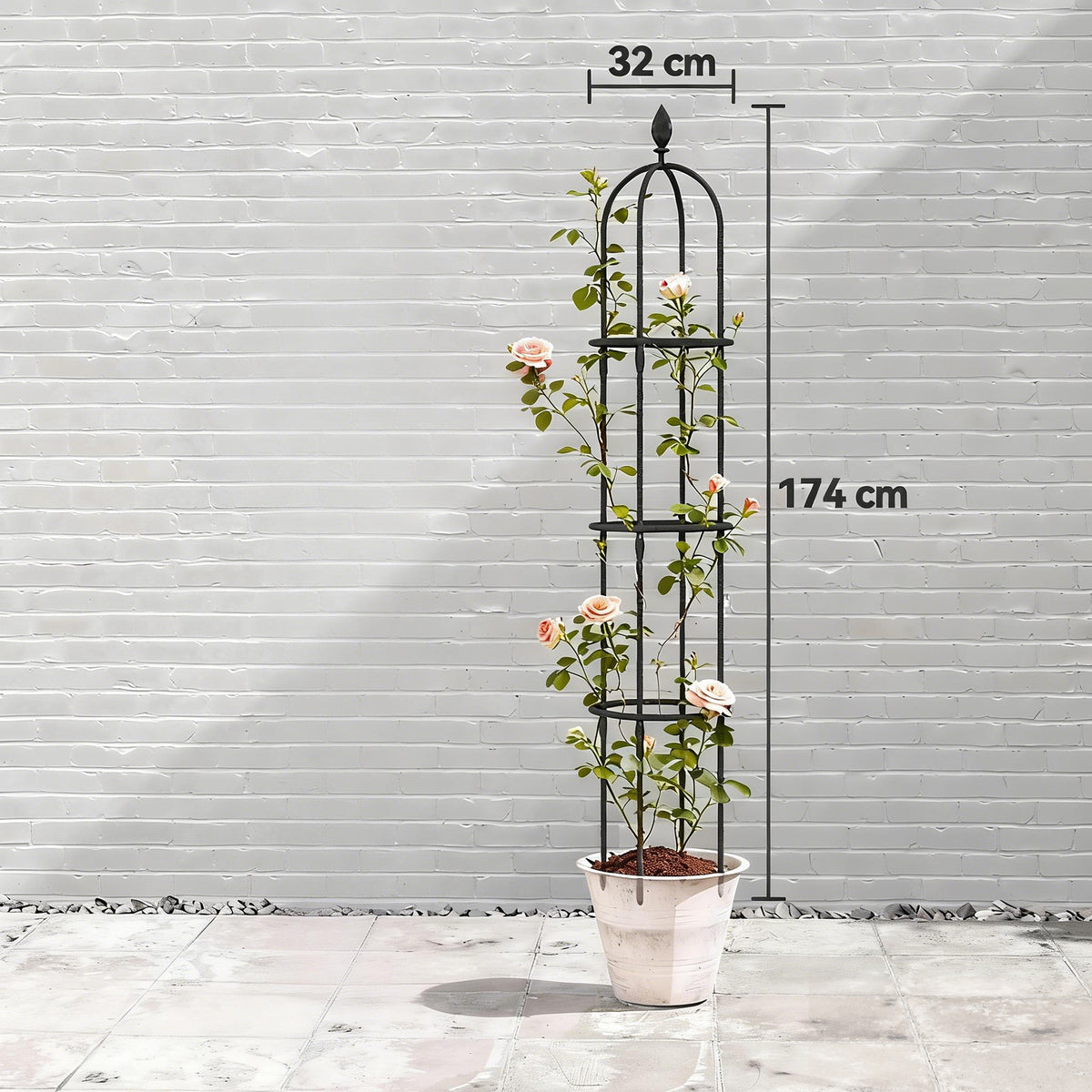 Enrejados De Jardín Outsunny Acero, Plástico Negro 32x32x174 Cm_2