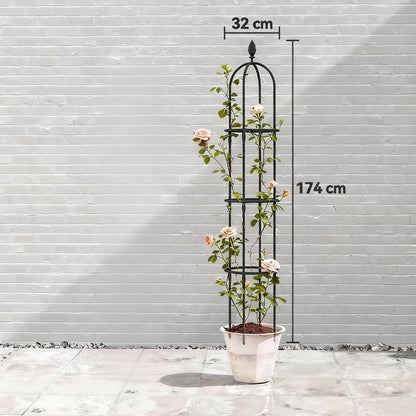 Enrejados De Jardín Outsunny Acero, Plástico Negro 32x32x174 Cm_2