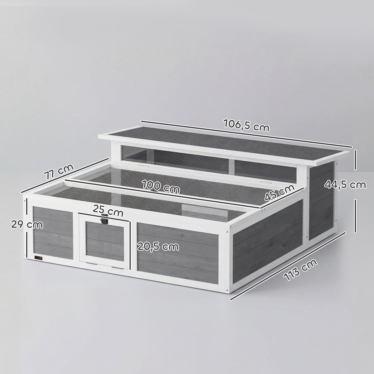 Pawhut Casa Para Tortugas De Madera Con Ventana Transparente Techo Abatible Gris_2