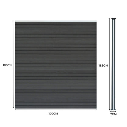 Vallas Para Exteriores De Wpc Y Aluminio - 2x Paneles + 3xpostes | Gris_4