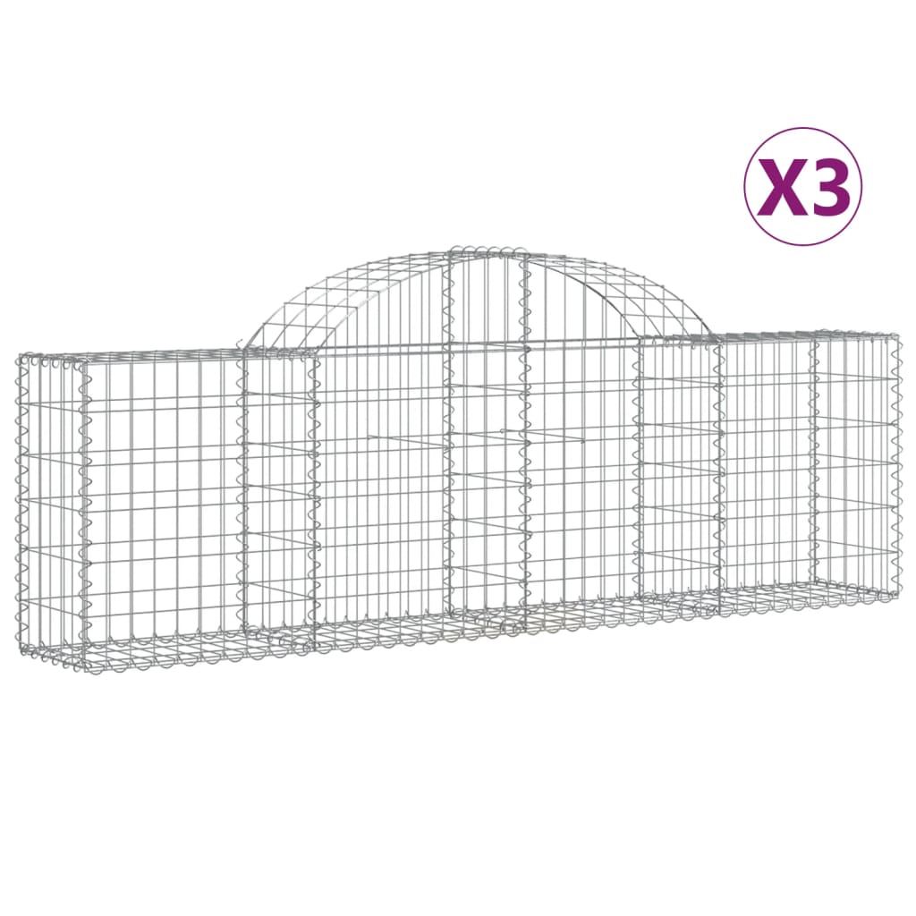 Cestas Gaviones 3 Uds Forma De Arco Hierro 200x30x60/80 Cm_0