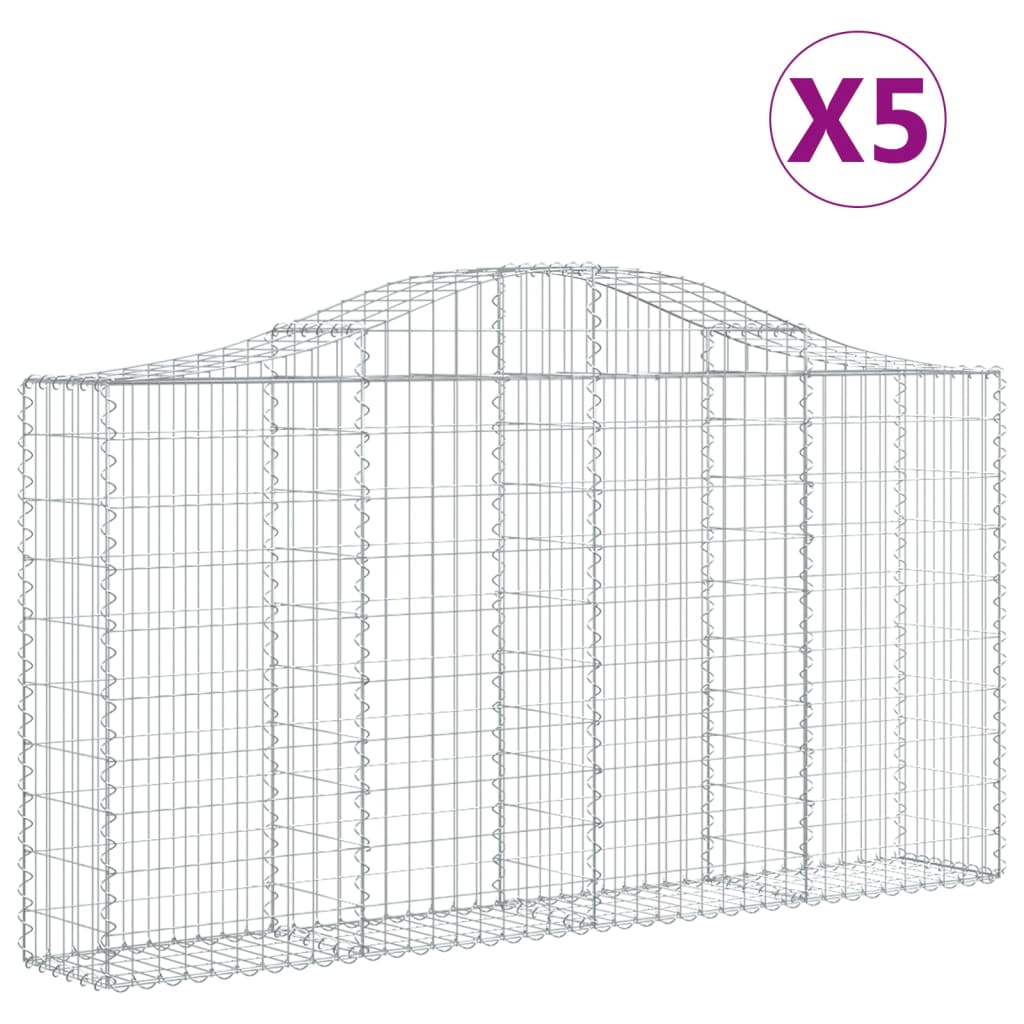 Cestas De Gaviones 5 Uds Forma De Arco Hierro 200x30x100/120 Cm_0