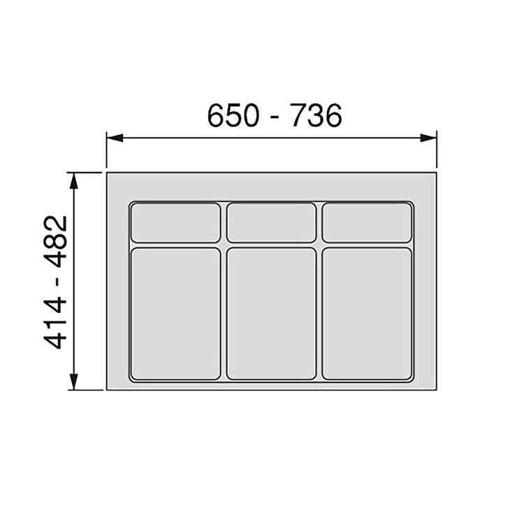 Emuca Base para contenedores cajón cocina, módulo 900 mm, Plástico, Gris antracita Módulo 90