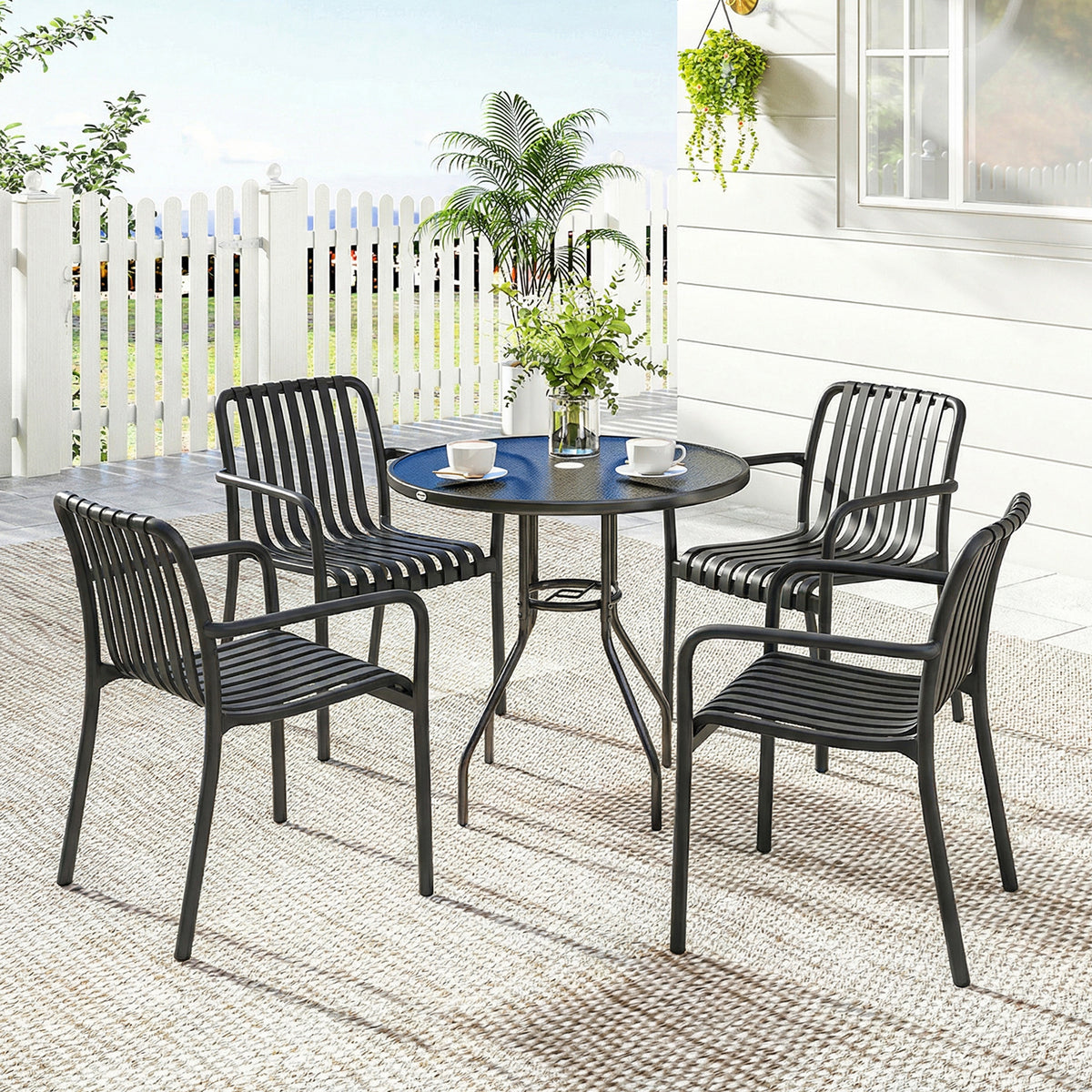 Sillas De Jardín Outsunny Pp Negro 55x58.5x81.5 Cm_1