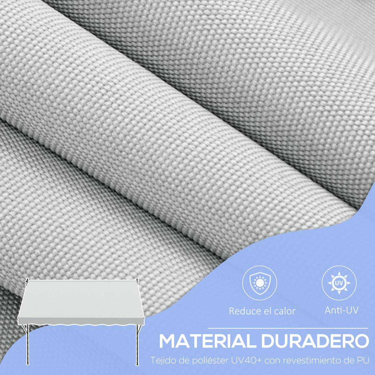 Toldo Manual Retráctil Con Manivela Outsunny 300x170x290 Cm Crema_5