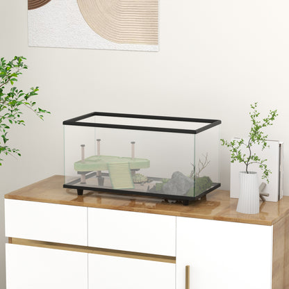 Acuario Para Tortugas Pawhut Vidrio Templado, Pp Transparente 60x30x32 Cm_1