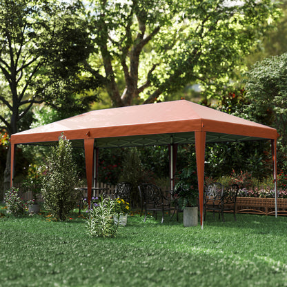 Carpa Plegable Outsunny Acero, Tela Oxford Café 585x295x270 Cm_3
