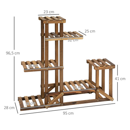 Soporte Flores Madera Outsunny Madera De Abeto Carbonizado 95x28x96.5 Cm_2